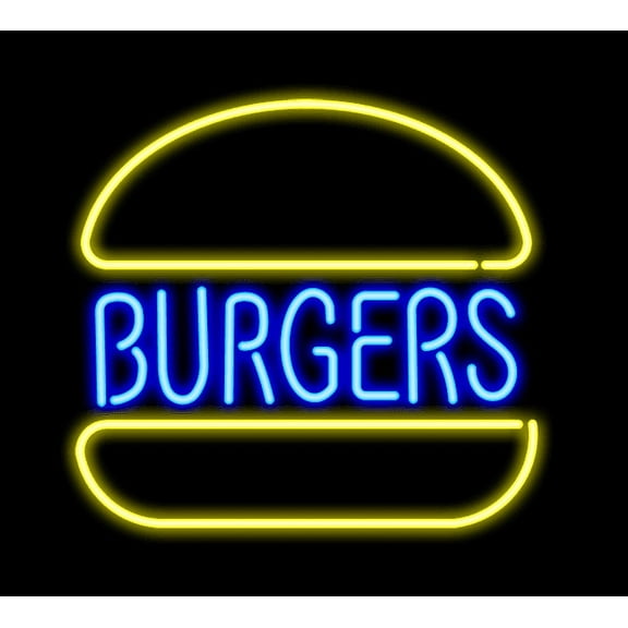 Queen Sense 20" Hamburgers Burgers Neon Sign Acrylic Man Cave Handmade Neon Light 120HA