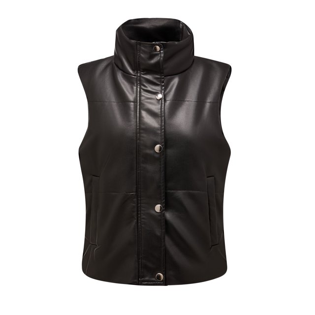 Chaquetas de Cuero Chaleco Para Mujer Chaleco de Bolsillo Abrigos Chaqueta Corta Invierno Sin Mangas Faux Coat Odeerbi ODB172944