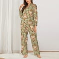 thumbnail image 2 of KLL Colorful Paisley Print Women's Long Sleeve Pajamas with Pants Sleepwear Loungewear 2 Set-Medium, 2 of 7