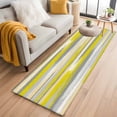 thumbnail image 3 of Runner Rug 2 x 6 Ft, Yellow Gray Stripes Washable Non-Slip Floor Mat for Kitchen Hallway/Entryway, Watercolor Modern Abstract Minimalist Long Kitchen Runner Area Rugs for Living Room, Low-Profile, 3 of 7