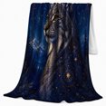 thumbnail image 2 of Wolf Portrait with Moon Phases and Stars, Mystical Rustic Style for Wildlife Lovers, Celestial Forest Motif and Father's Day Gift, Warm Flannel Blanket for Cabin and Bedroom, Home Decor, 2 of 9