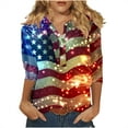 thumbnail image 2 of Xihbxyly 4th of July Shirts Women Independence Day Printed Top Short Sleeve Shirt Short Sleeve T-Shirt Summer New Women's Tops, 2 of 6