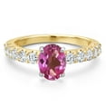thumbnail image 3 of Gem Stone King 14K Two Tone Gold Pink Mystic Topaz and Lab Grown Diamond Engagement Ring for Women | 1.95 Cttw | Oval 8X6MM | Gemstone November Birthstone | Size 8, 3 of 6