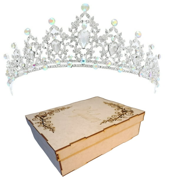 TIARA CORONA TOCADO PEINETA NOVIA XV BODA COMUNIÓN PRINCESA NIÑA CERTAMEN METAL PLATEADA CRISTALES M0010 GENÉRICA CUSTOM BRILLA PL