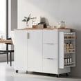 thumbnail image 7 of Ktaxon Modern Kitchen Island Cart, 44.7" Rolling Island Table with Drop Leaf & Extra Storage, Multifuctional Kitchen Cart for Food Prep, White, 7 of 7