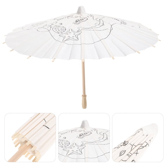 FUTUREORYY White DIY Paper Umbrella Small Classic Decoration for Photography and Crafting