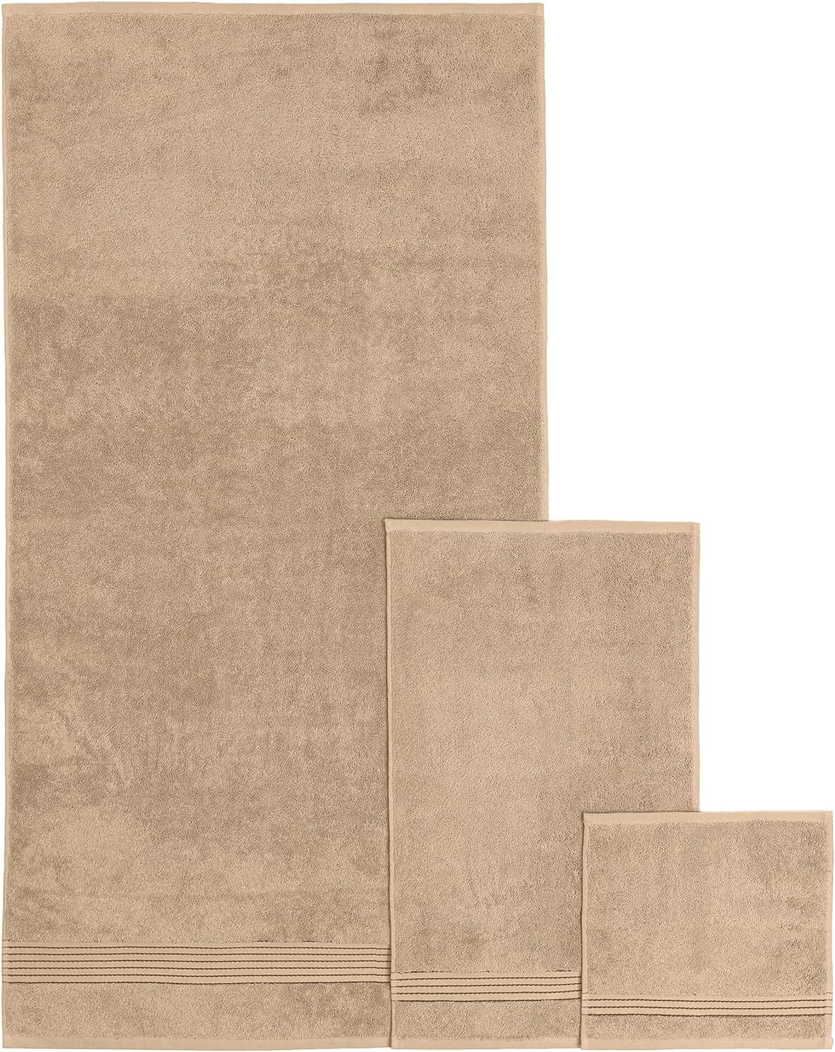 Turkish Linens Luxury Spa and Hotel Quality Premium Cotton 6-Piece Towel Set (2 x Bath Towels, 2 x Hand Towels, 2 x Washcloths), Taupe