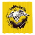 thumbnail image 3 of Ambesonne Tattoo Theme Shower Curtain, Skull Wings Gothic Art, 69"Wx84"L, Yellow White and Black, 3 of 5