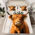 thumbnail image 2 of jejeloiu Rustic Western Farmhouse Bed Sheets,Farm Highland Cattle King Sheets,Brown Gray Sheet Set For Kids,Breathable Home Decor,4 Pieces, 2 of 7