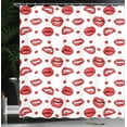 thumbnail image 4 of Ambesonne Vintage Shower Curtain, Woman Lips with Gestures, 69"Wx75"L, Vermilion and White, 4 of 5
