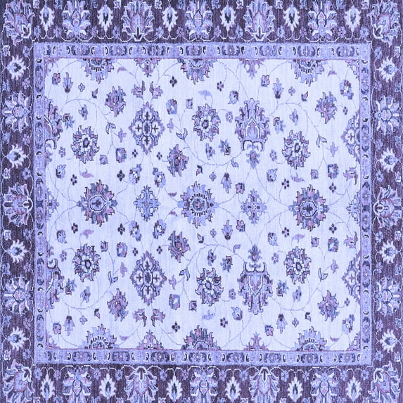 Ahgly Company Machine Washable Indoor Square Abstract Blue Modern Area Rugs, 3' Square
