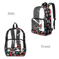 thumbnail image 2 of FKELYI Hippie Flower Cat Print Clear Backpacks for Elementary Student 17 Inch Schoolbag Transprent School Bookbag Boys Girls Casual Daypack Lightweight Travel Bags, 2 of 7