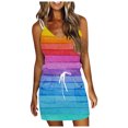 thumbnail image 2 of SMihono Robe d'Été Grande Taille pour Femmes 2023 Mode Femmes Décontractée Col en V Sans Manches Imprimé Teinture sur Nœuds Poches Gilet Mini Robe, 2 of 6