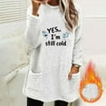 thumbnail image 2 of Lovzfmll Long Sleeve Shirts for Women, Plush Letter Print Pajamas Tops with Pockets, Loose Fit Fall 2025 Trendy Blouses Casual, 2 of 4