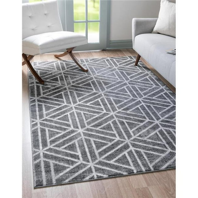 Unique Loom 3149036 6 x 9 Pi Treillis Matrice Motif Rectangulaire Tapis&44; Gris Foncé