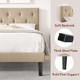 thumbnail image 5 of Flolinda Full Size Bed Frame with Fabric Headboard, Strong Wooden Slats, Non-Slip and Noise-Free, No Box Spring Needed, Easy Assembly, Beige, 5 of 8