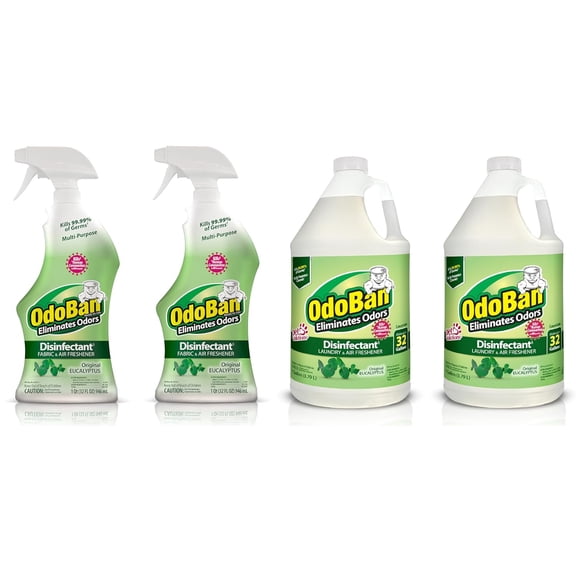 OdoBan Ready-to-Use Disinfectant and Odor Eliminator, 32 fl oz Spray 2-Pack and 2 Gallons Concentrate, Original Eucalyptus Scent