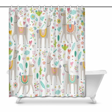 Pop Hippie Llama Cactus And Flower Bathroom Shower Curtain Set 66x72 Inch Walmart Canada