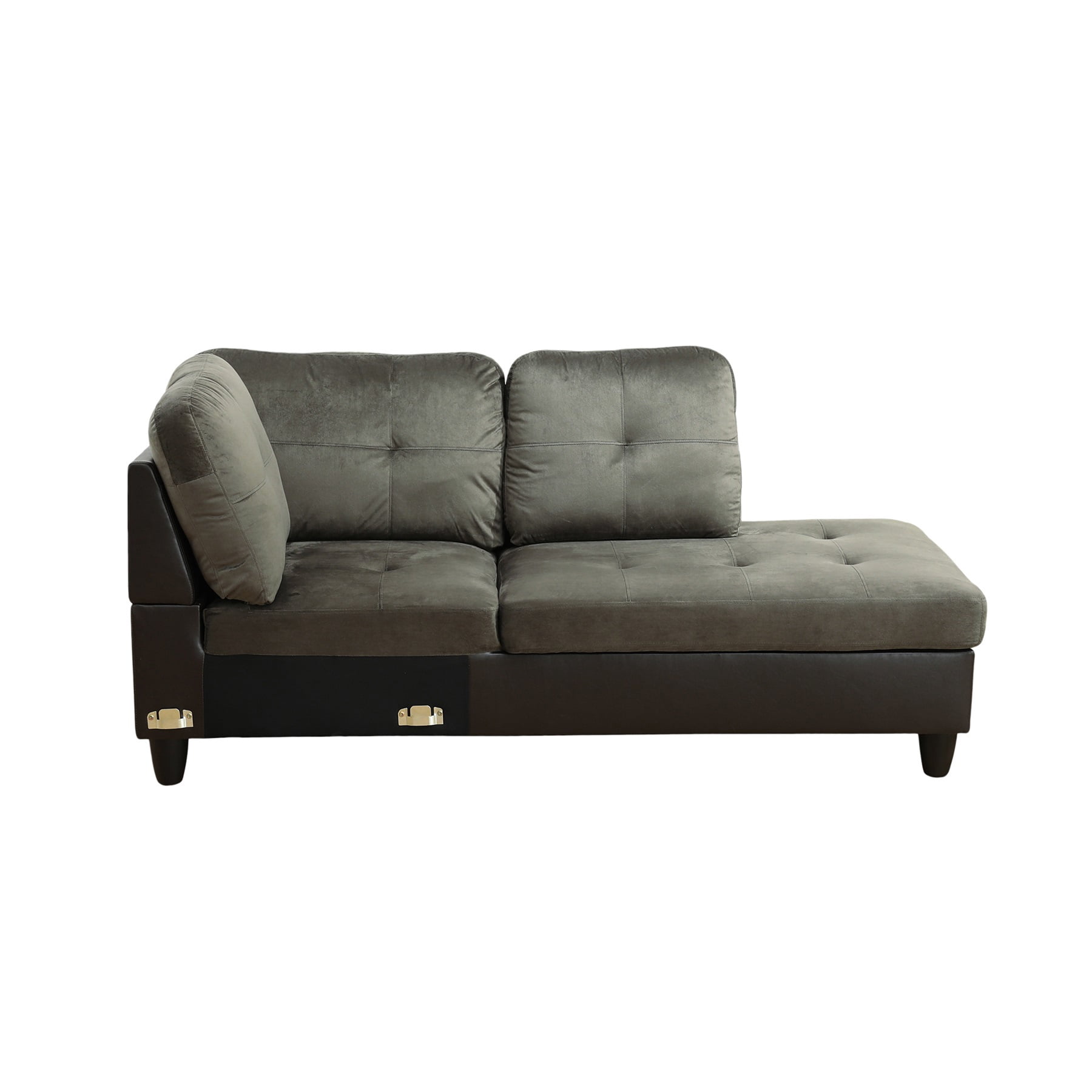 Hommoo Flannel & PVC L-Shaped Sectional Couch and Sofa Set, Modern Living Room Furniture Set, Right Side, Taupe