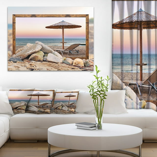 Effet Encadré Siège de Plage - Impression sur Toile de Bord de Mer