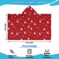 thumbnail image 2 of Red Christmas Deer Pattern Hooded Bath Towel，50"x30" for Ages 3 To 12 Kids, Quick Dry Lightweight Soft Microfiber Hood Beach Towel Cover Up for Kids, 2 of 7
