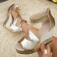 thumbnail image 5 of Modstep Sandals for Women 2026 Comfortable Wedge Platform Sandal Ankle Strap Open Toe Heels Ladies Summer Slip on Walking Shoes Gold 9, 5 of 7