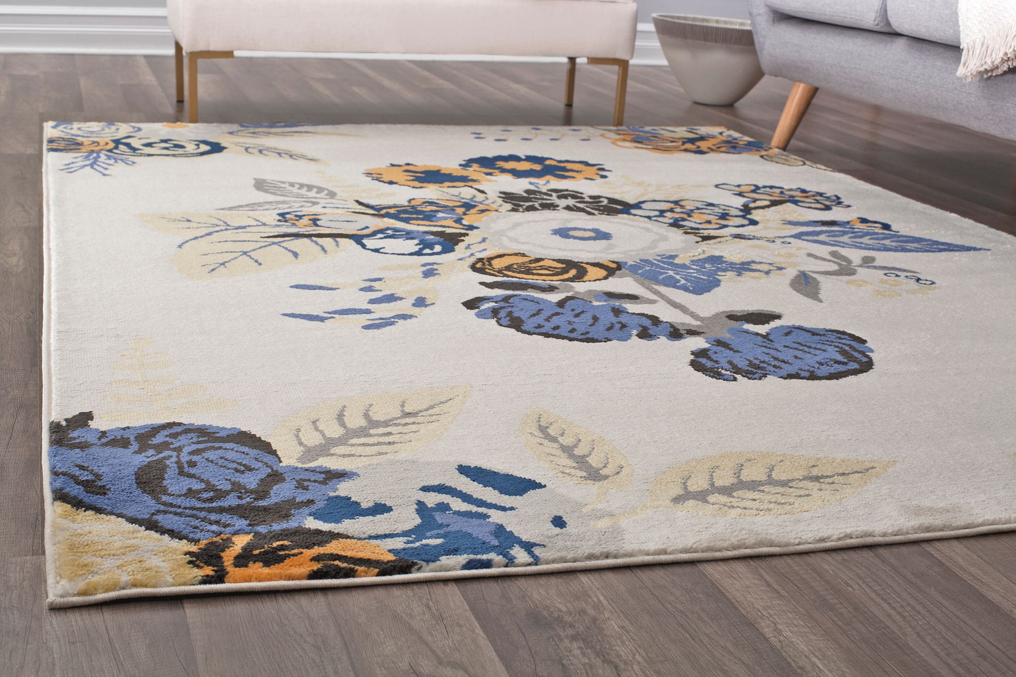 Rugs America Hanna VA40B Rose Garden Ivory Floral Transitional Beige Area Rug, 9'x12'