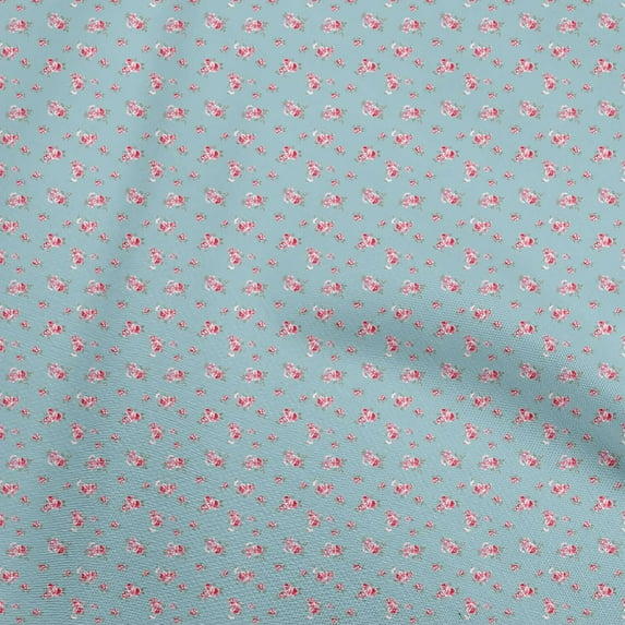 oneOone Polyester Spandex Grayish Blue Fabric Floral Fabric For Sewing Printed Craft Fabric By The Yard 56 Inch Wide