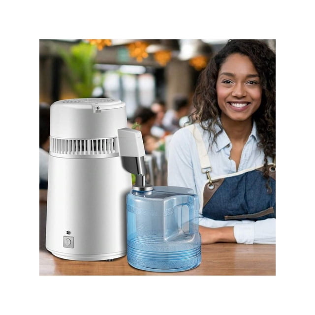 Water Distiller, 4L 1.05 Gallon Pure Water Purifier Filter For Home Countertop, 750W Distilled Water Maker, Stainless Steel Interior Distiller Water Making Machine To Make Clean Water, Black