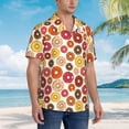 thumbnail image 3 of Fuzoiu Donut Print Hawaiian Shirt for Men, Summer Beach Casual Short Sleeve Button Down Shirts, Men’s Beach Summer Shirts with Pocket,X-Large, 3 of 7