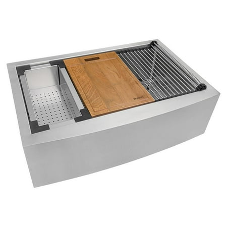Ruvati 30-inch Apron-front Workstation Kitchen Sink 16 Gauge Single Bowl