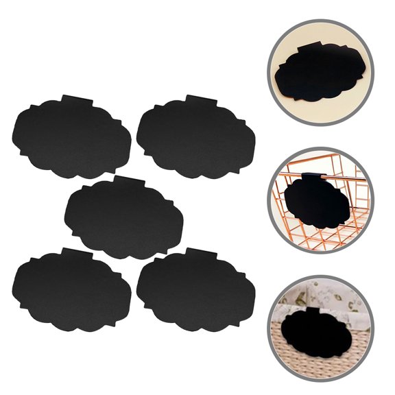 FELTECHELECTR 5Pcs Clip On Basket Labels for Business Owners Black Plastic with Decoration