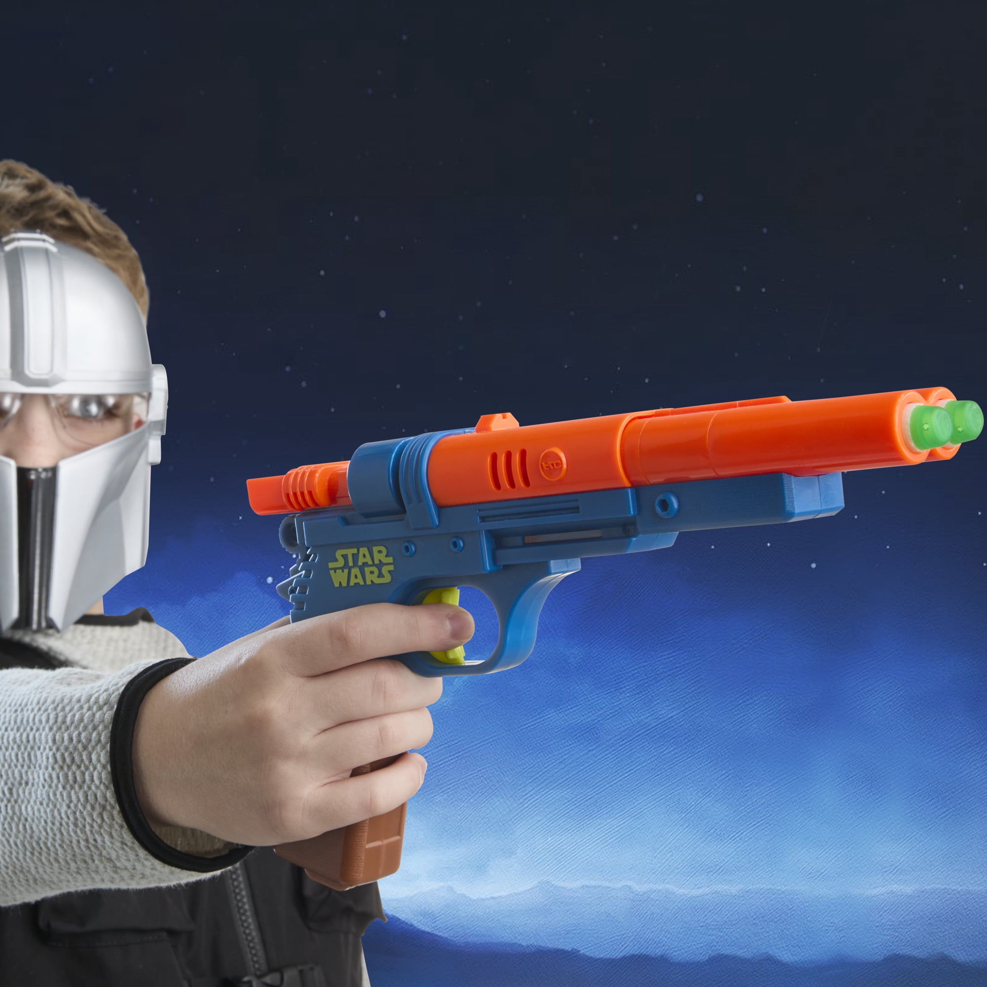 Star Wars The Mandalorian Mask & Blaster Set, NERF GlowStrike Blaster, Indoor Outdoor, Birthday Gifts, Ages 6+
