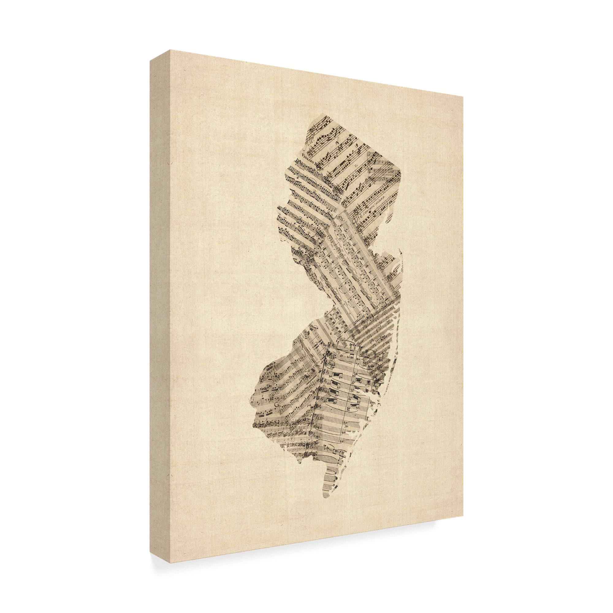 Trademark Fine Art 'Old Sheet Music Map of New Jersey' Canvas Art by Michael Tompsett