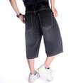 thumbnail image 4 of Ruiatoo Baggy Jeans Shorts for Men Denim Hip Hop Loose Fashion Skateboard Pants Black (024-1,Size 40), 4 of 5