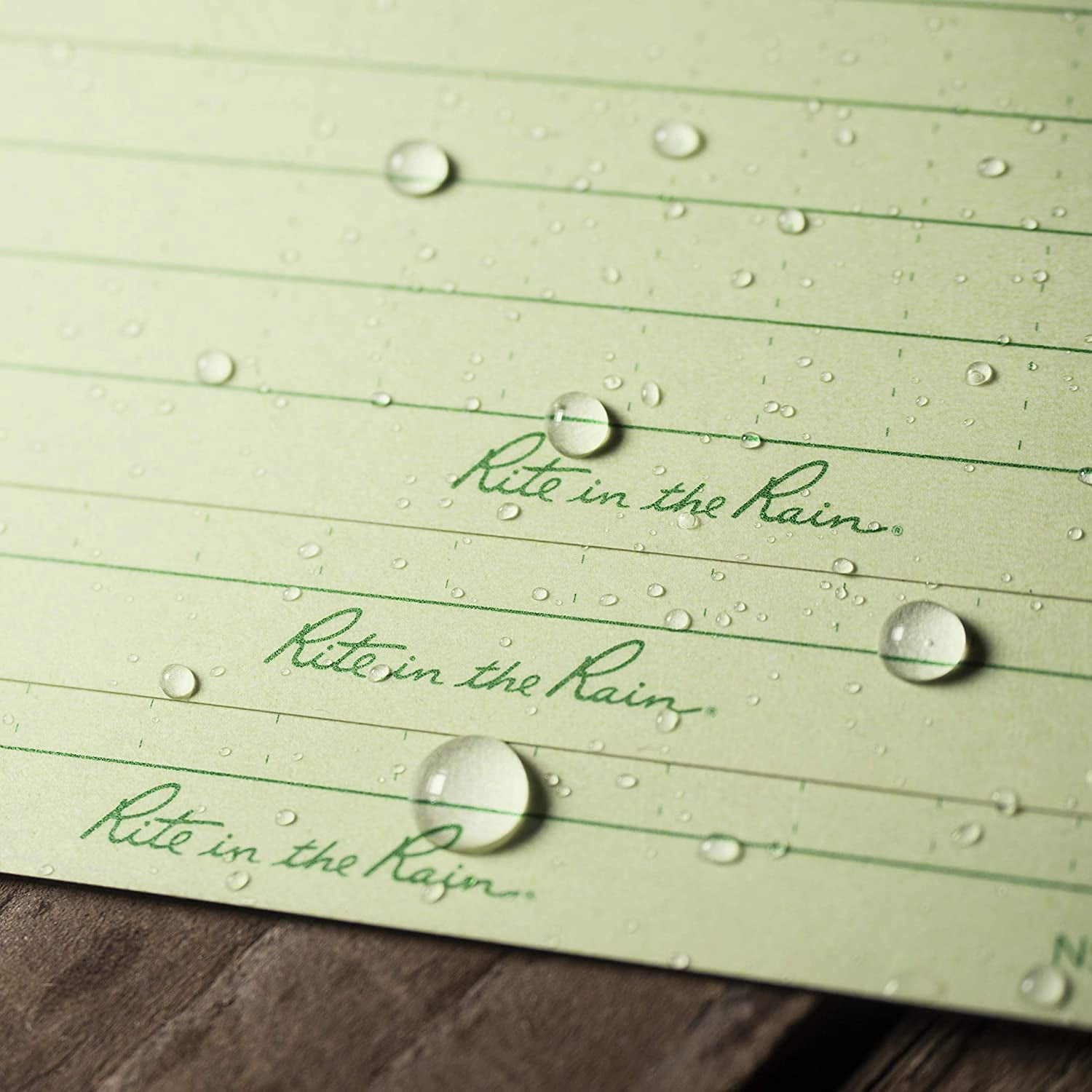 Rite in the Rain® All-Weather Index Cards, 3" x 5", Green, Pack Of 100