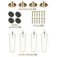 thumbnail image 4 of 6 Inch / 15cm Acrylic Furniture Legs, Btowin VCF 4Pcs Tapered Clear Glass Furniture Feet with Threaded 5/16'' M8 Hanger Bolts & Mounting Plate & Screws for Cabinet Coffee Table End Table Bed, 4 of 7