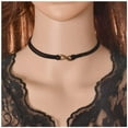 thumbnail image 1 of Gargantilla Collar de círculo dorado Joyería para mujeres y niñas Collar de cuero con dije, 1 of 5