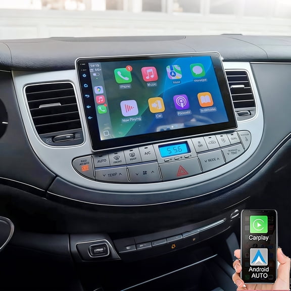 Gsuatey 9 Inch Android 15 Car Stereo for Hyundai Genesis 2009-2014, Double Din Touch Screen Car Radio with Wireless CarPlay Android Auto GPS Navi WiFi Bluetooth SWC Backup Camera