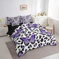thumbnail image 3 of Castle Fairy Purple Butterfly Girl Twin Bedding Sets,Leopard Print Bedding Comforter Set, 3 of 8