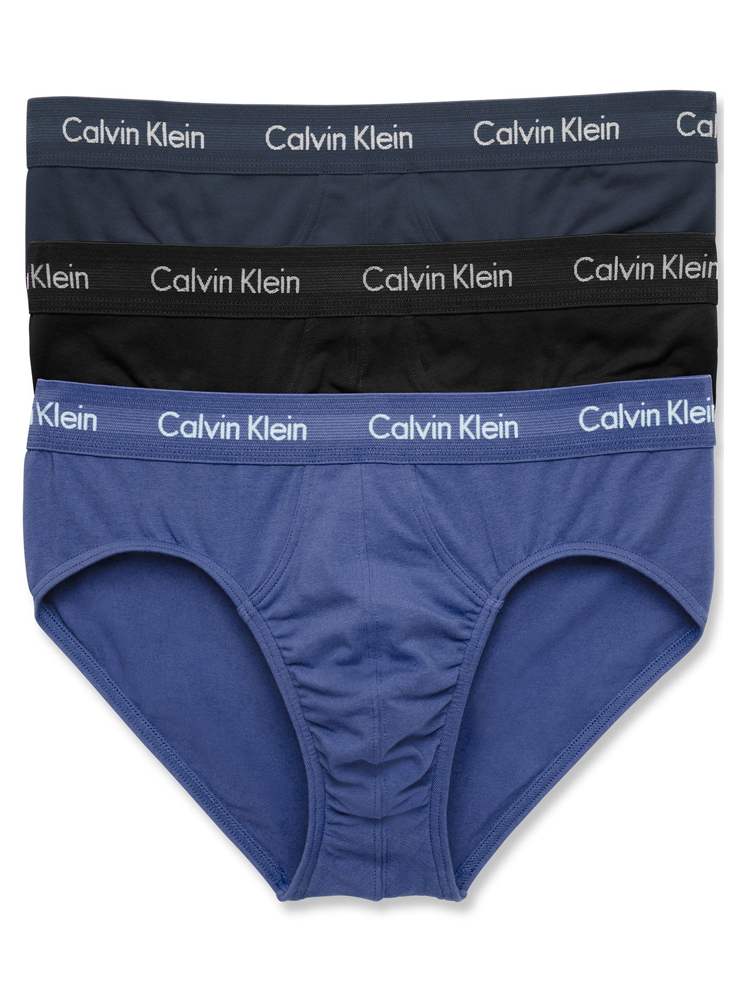 Calvin Klein Men's Cotton Stretch Hip Brief - 3 Pack, Black, Large -  