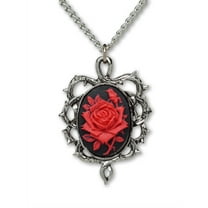 Gothic Red Rose Cameo Thorn Frame Cosplay Jewelry Pendant Necklace by Real Metal NK-604