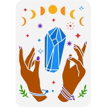 Crystal Moon Hand Painting Stencil 8.3x11.7inch Plastic Moon Phase Drawing Template Reusable Diamond Star Decor Stencil for Painting on Canvas Scrapbook Fabric Furniture Wood