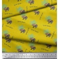 thumbnail image 3 of Soimoi Yellow Poly Georgette Fabric Bear & Text Fabric Prints By Yard 42 Inch Wide, 3 of 3