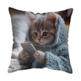 thumbnail image 2 of Bonita funda de almohada de gato con cremallera oculta | Funda de cojín decorativa de nailon suave y elastano para dormitorio, sala de estar y sofá | Un regalo ideal para mujeres, niños y amantes de, 2 of 6