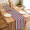 thumbnail image 3 of Nautical Anchor Table Runner - 70 Inch Long, Kitchen Dining Table Runner Dresser Scarves, Red Navy Blue White Stripe Geometric Farmhouse Decor for Coffee Tables Wedding Party Banquet, 3 of 8