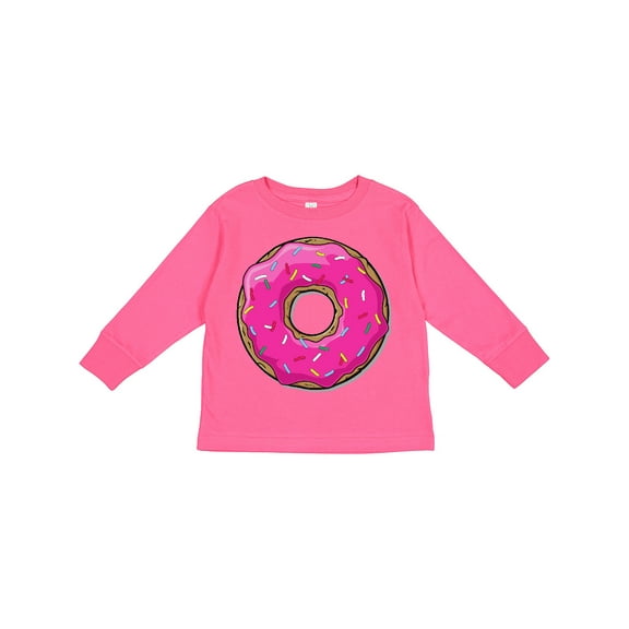 Inktastic Pink Donut with Sprinkles Boys or Girls Long Sleeve Toddler T-Shirt