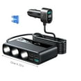 thumbnail image 3 of KUAZOU 9 in 1 Cigarette Lighter Splitter,210W Cigarette Lighter Adapter with PD/QC 3.0 * 2 Charge,12V/24V Independent Switches DC Cigarette Outlet Car Charger for All Car Devices, 3 of 7