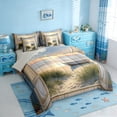 thumbnail image 2 of Erosebridal Coastal Beach 7pcs Bedding Comforter Set,Rustic Farmhouse Cabin Queen Bedding Sets For Men Women,Reversible Light Gray, 2 of 7