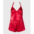 thumbnail image 4 of Satin PJ Set With Wicked Lace Trim in Crimson, 4 of 5